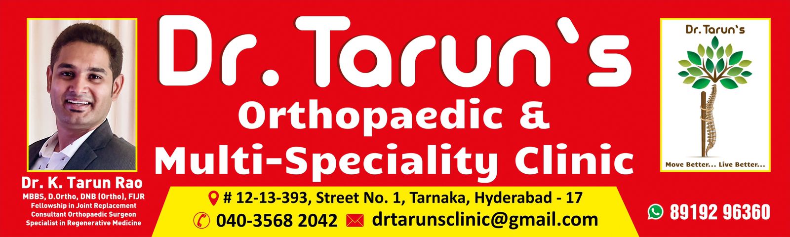 Dr.Tarun's Orthopaedic And Multi-Speciality Clinic - Tarnaka, Hyderabad
